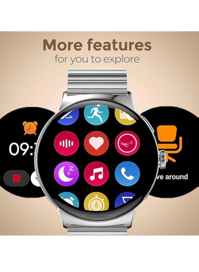 Faster Nerv Watch 4 Pro – 1.43-Inch AMOLED Display Smartwatch with 7-10 Days Battery, Premium Health and Fitness Tracking, Stylish Zinc Alloy Chain Locket, Smart Watch for Men and Women