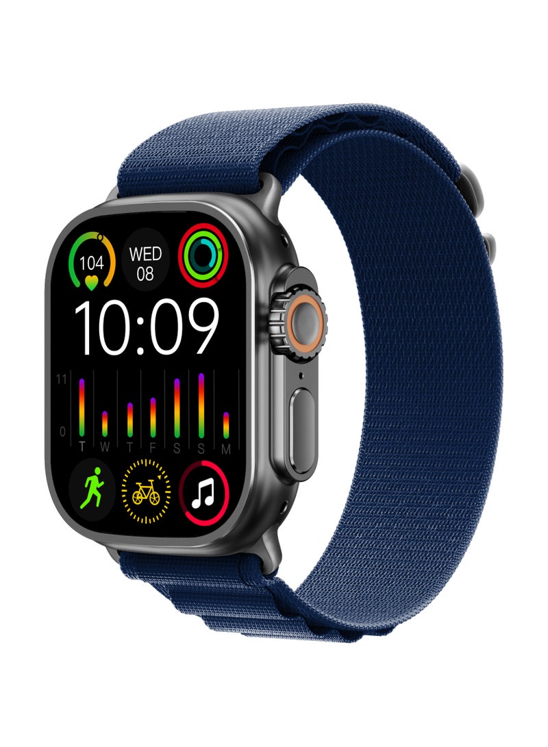 Supremo Smart Watch with Black Dial and Black Silicone Strap and Blue Alpine Strap/ 2.0