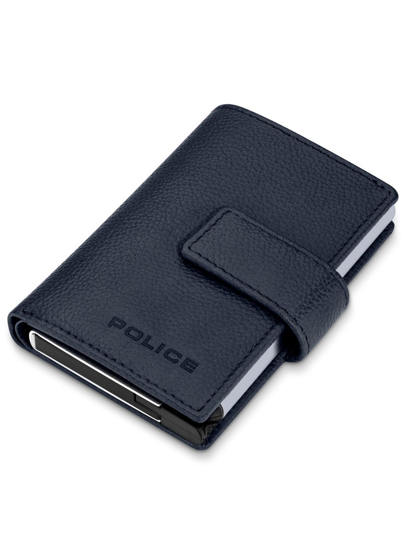 Police Boumous Leather & Alloy Men's Card Case, RFID Safe - PELGD2206906