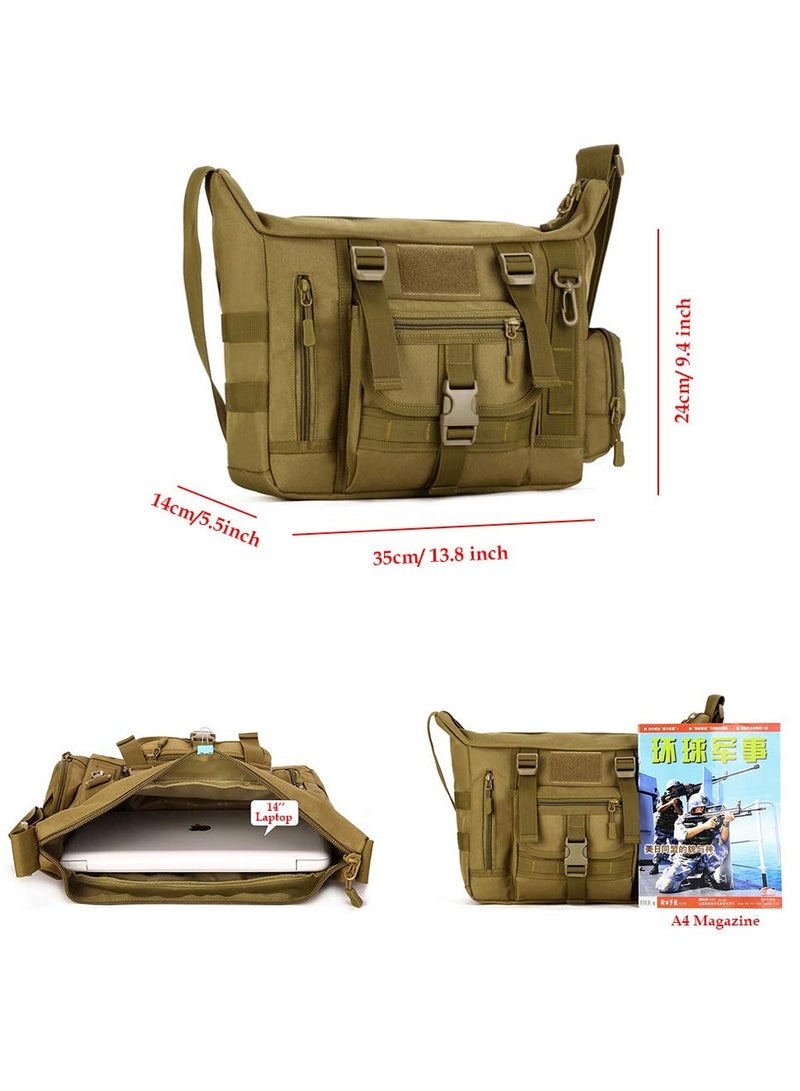 Messenger Bag, Tactical Crossbody Bag Molle Large Waterproof Laptop Pack Casual Military Shoulder Bag Black