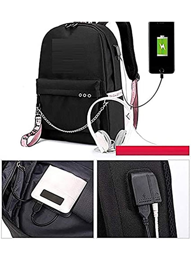 KPOP Backpack With USB Charging Port Black