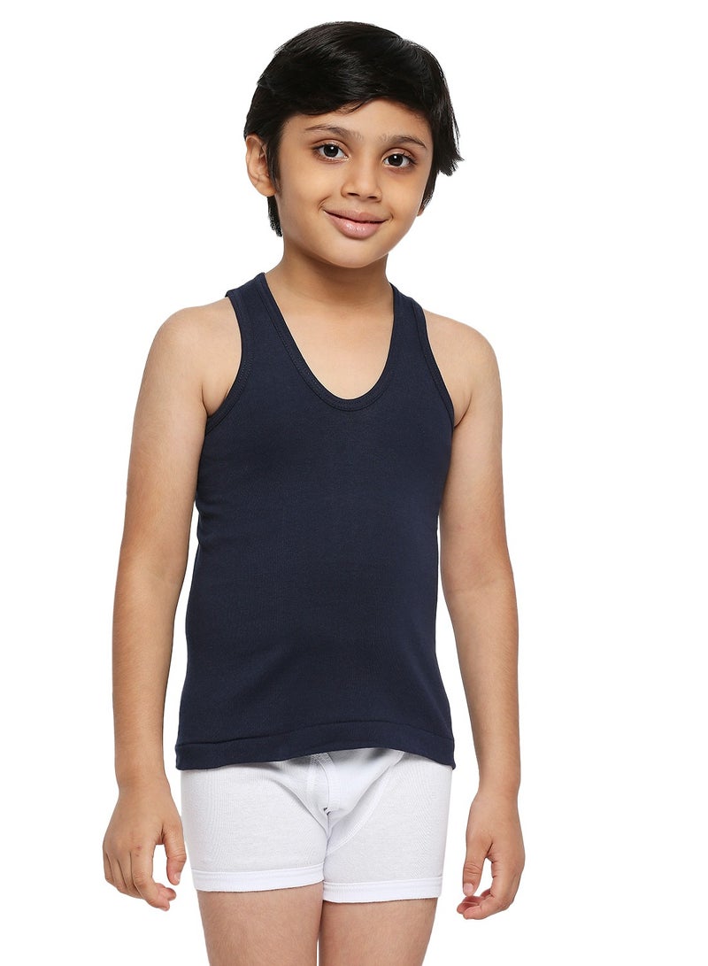 BOY'S COTTON VEST (PACK OF 3) - NAVY BLUE