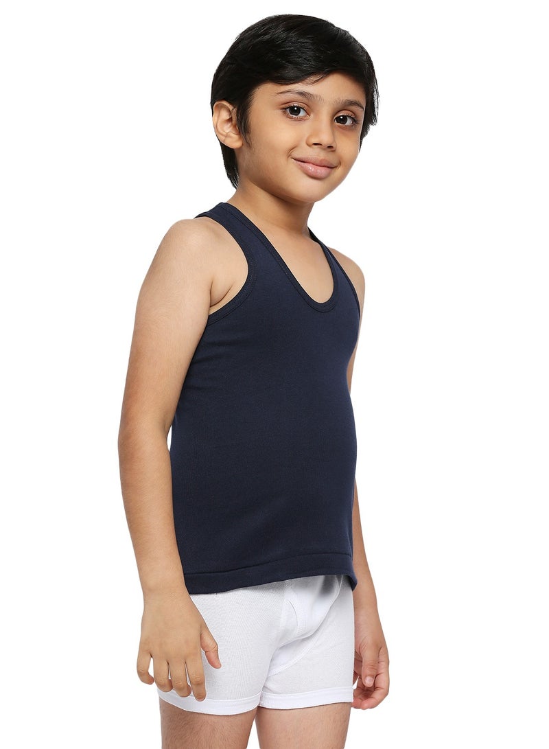 BOY'S COTTON VEST (PACK OF 3) - NAVY BLUE