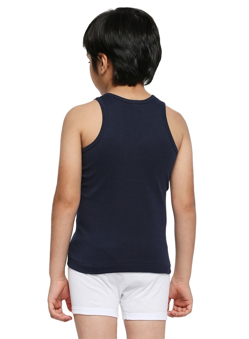 BOY'S COTTON VEST (PACK OF 3) - NAVY BLUE