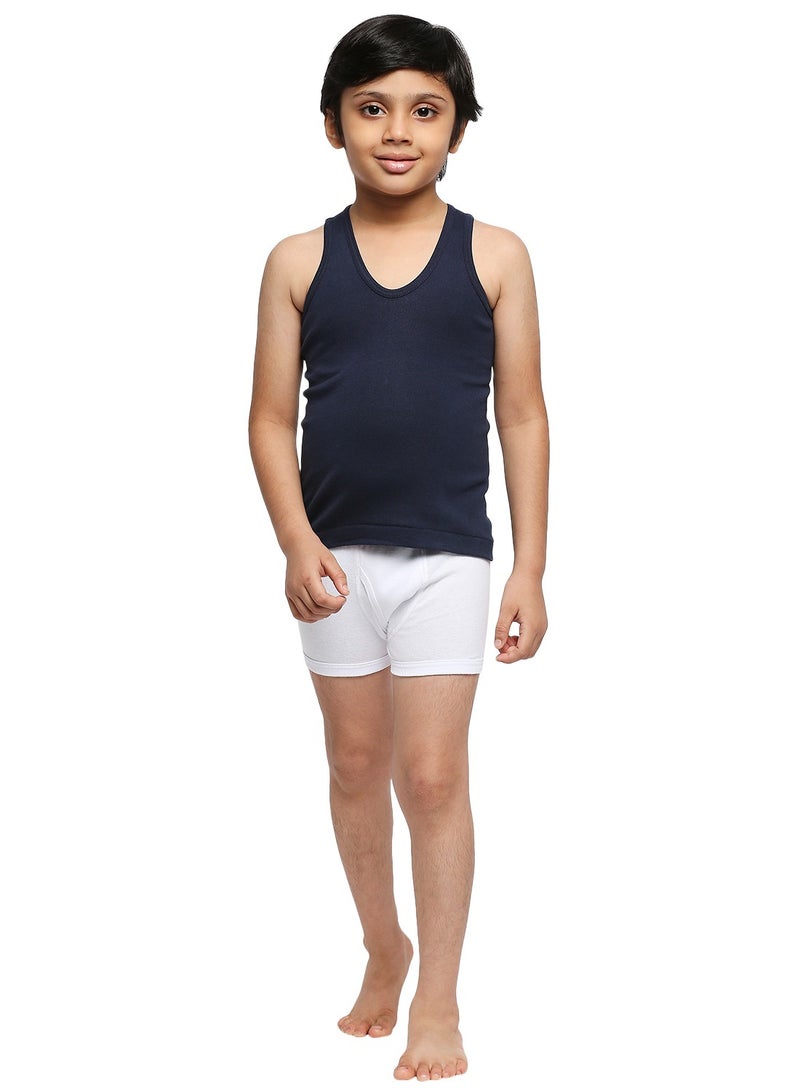 BOY'S COTTON VEST (PACK OF 3) - NAVY BLUE