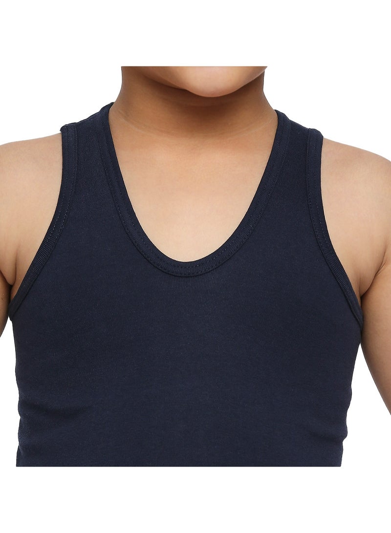 BOY'S COTTON VEST (PACK OF 3) - NAVY BLUE