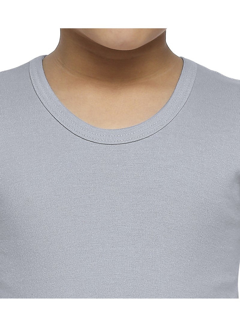 BOY'S COTTON ROUND NECK UNDERSHIRT (PACK OF 3) - DARK GREY