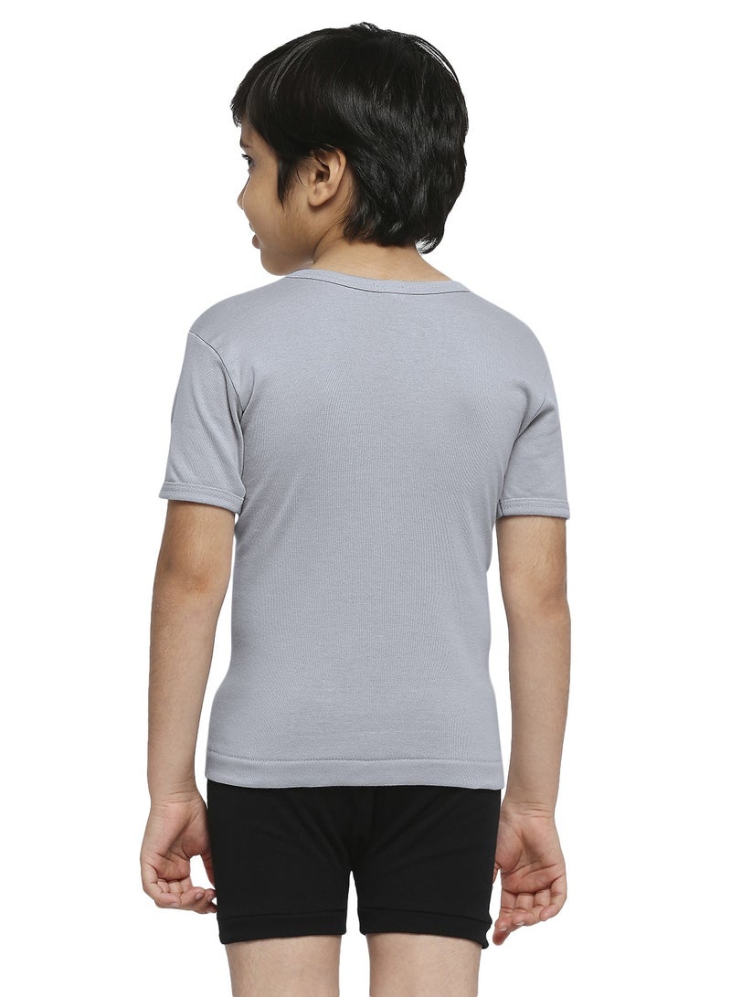 BOY'S COTTON ROUND NECK UNDERSHIRT (PACK OF 3) - DARK GREY