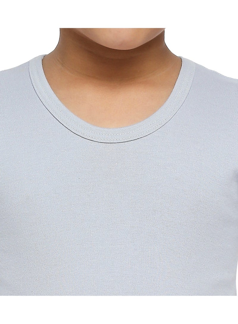 BOY'S COTTON ROUND NECK UNDERSHIRT (PACK OF 3) - LIGHT GREY