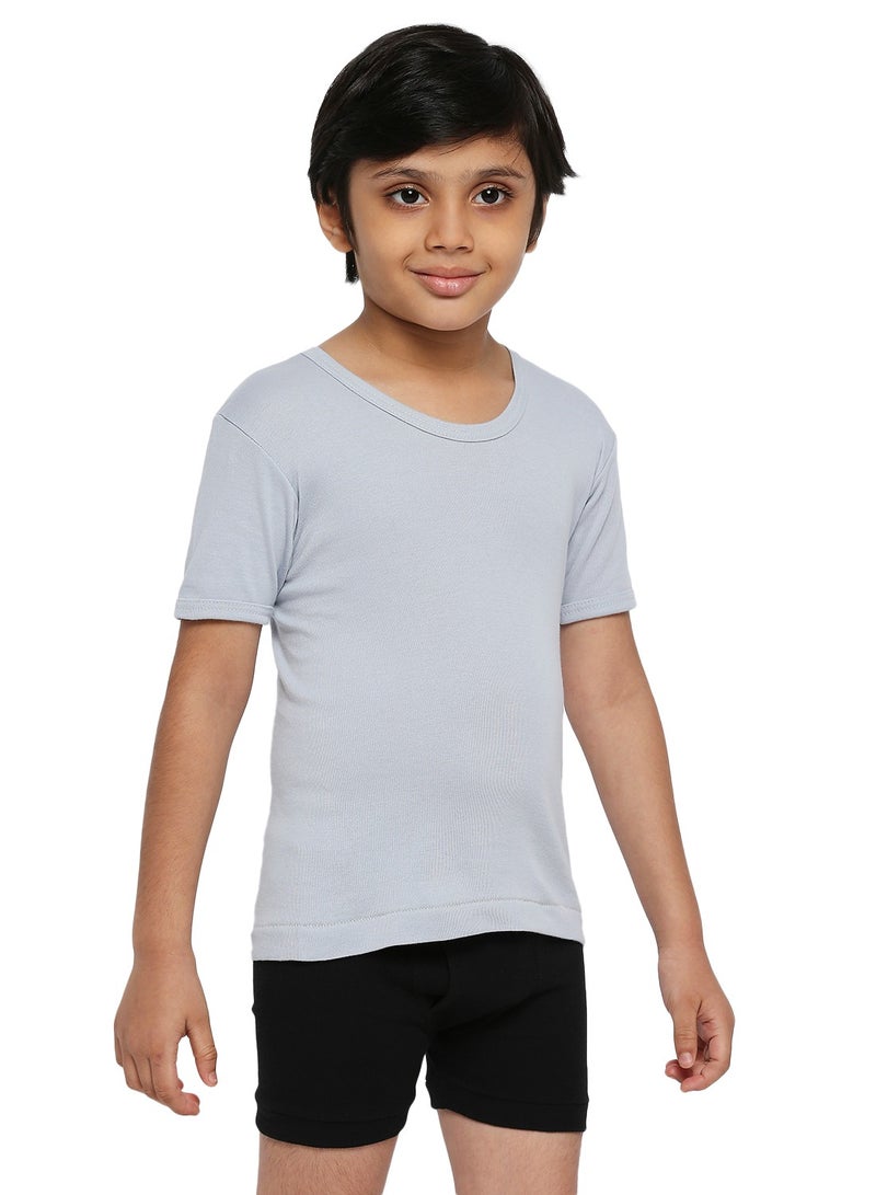 BOY'S COTTON ROUND NECK UNDERSHIRT (PACK OF 3) - LIGHT GREY