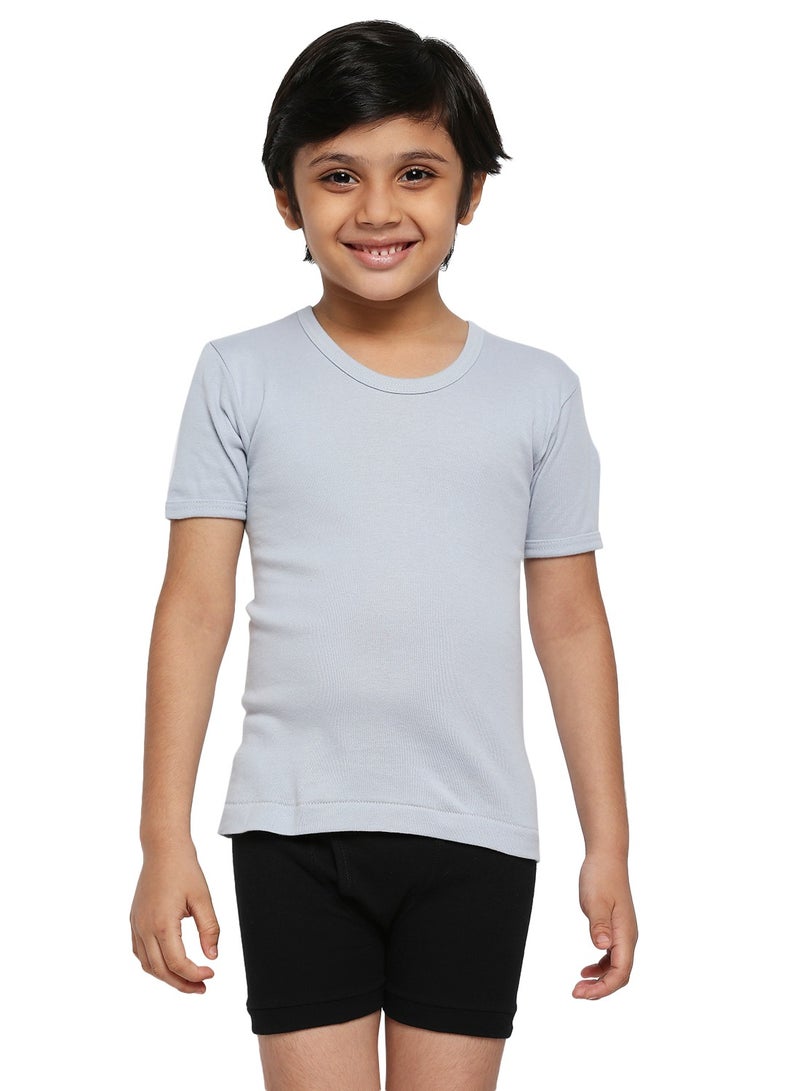 BOY'S COTTON ROUND NECK UNDERSHIRT (PACK OF 3) - LIGHT GREY