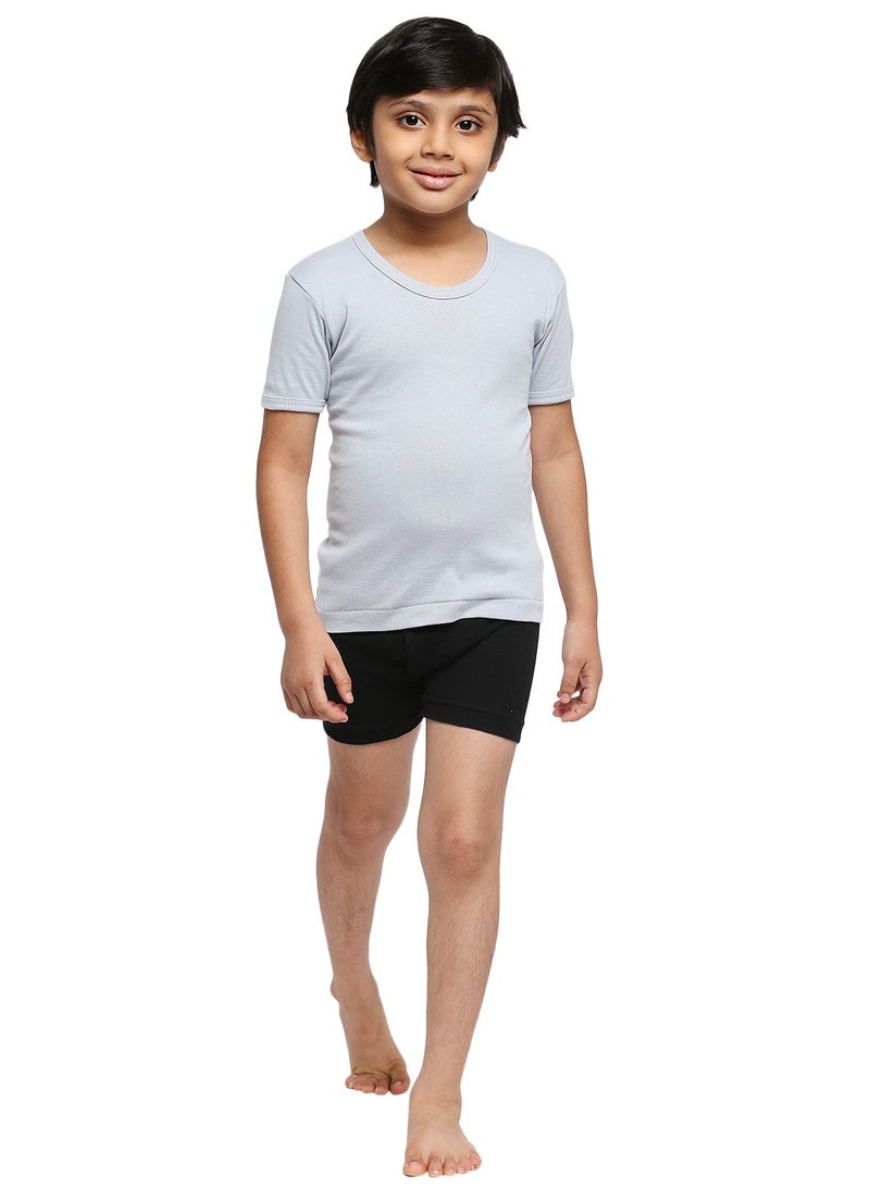 BOY'S COTTON ROUND NECK UNDERSHIRT (PACK OF 3) - LIGHT GREY