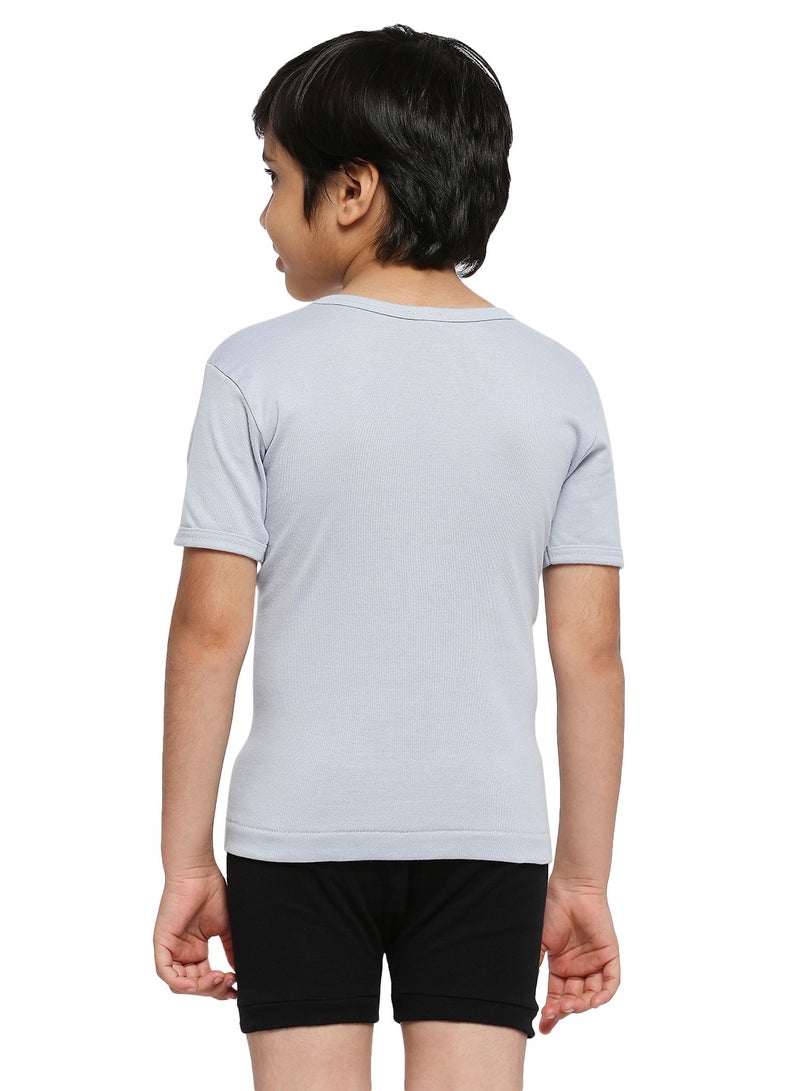 BOY'S COTTON ROUND NECK UNDERSHIRT (PACK OF 3) - LIGHT GREY