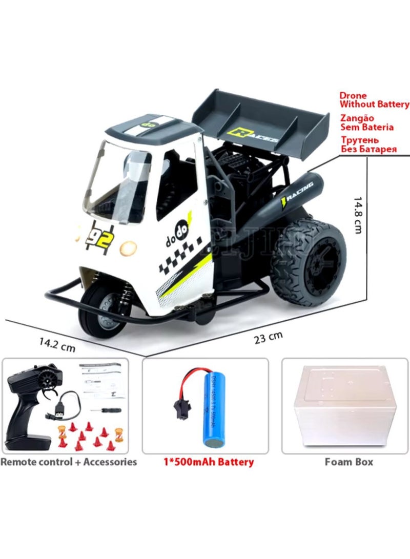 Remote Control Tricycle with 1500mAh Battery, Rubber Grip Tires, Realistic Exhaust, High-Speed RC Trike for Kids & Adults, Off Road 3 Wheel RC Vehicle with Rechargeable Battery