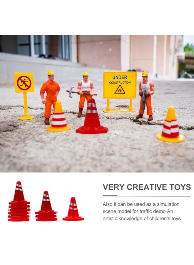 Toddmomy Miniature Road Cone 30Pcs Mini Traffic Cones Toys Red Tiny Construction Cones Miniature Roadblock Model Toy Party Favors for