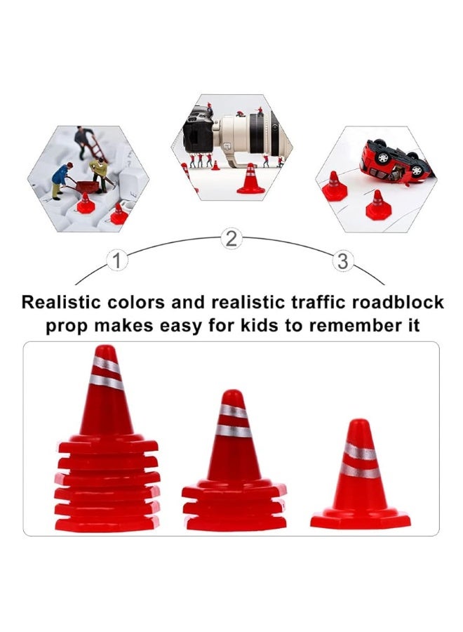 Toddmomy Miniature Road Cone 30Pcs Mini Traffic Cones Toys Red Tiny Construction Cones Miniature Roadblock Model Toy Party Favors for