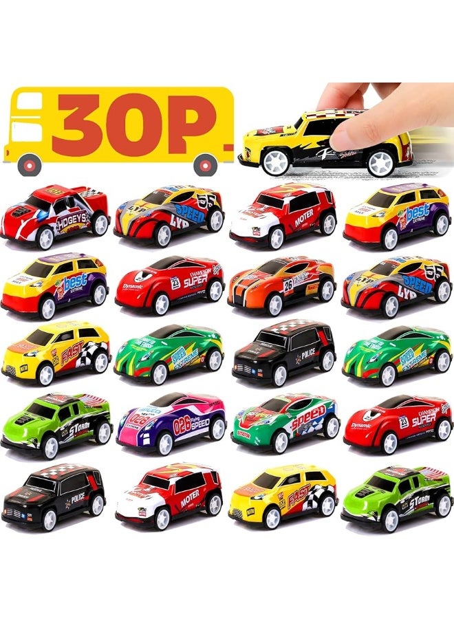 AZEN 30 Pcs Pull Back Cars Party Favors for Kids 4-8 8-12, Mini Vehicles Toy Bulk, Party Favor Race Cars Toys, Goodie Bag Stuffers for Birthday Party