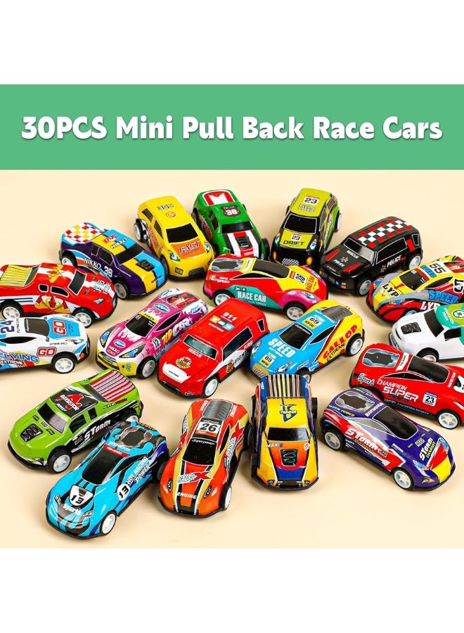 AZEN 30 Pcs Pull Back Cars Party Favors for Kids 4-8 8-12, Mini Vehicles Toy Bulk, Party Favor Race Cars Toys, Goodie Bag Stuffers for Birthday Party