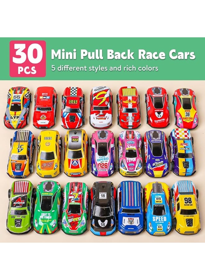 AZEN 30 Pcs Pull Back Cars Party Favors for Kids 4-8 8-12, Mini Vehicles Toy Bulk, Party Favor Race Cars Toys, Goodie Bag Stuffers for Birthday Party