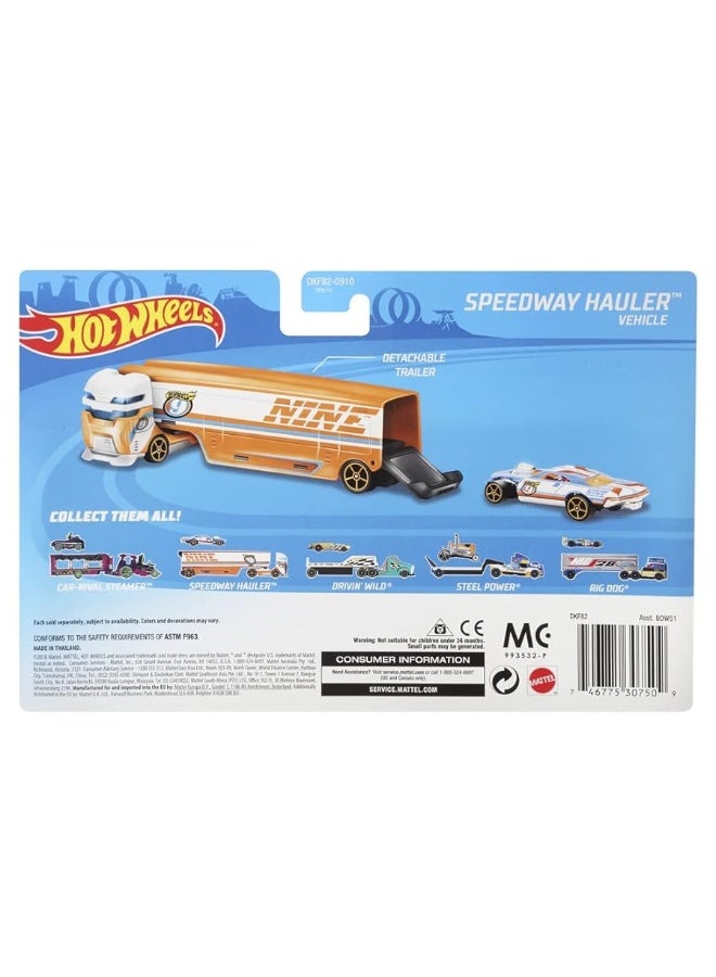 Hot Wheels Speedway Hauler Vehicle - Semi-Truck with Car ~ Detachable Trailer