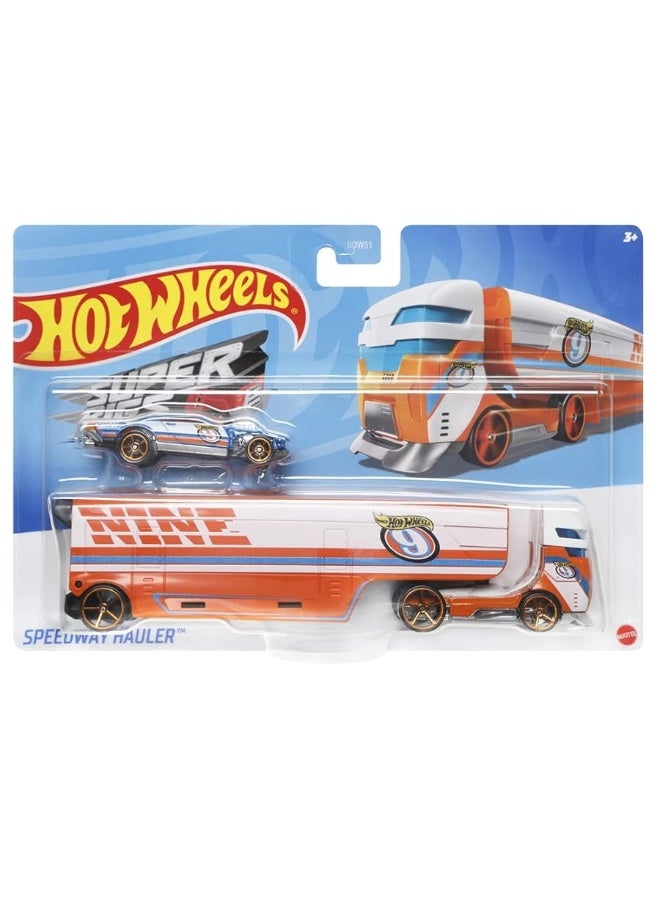 Hot Wheels Speedway Hauler Vehicle - Semi-Truck with Car ~ Detachable Trailer