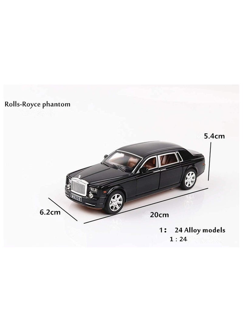 1:24 Rolls-Royce Phantom Car Model | Diecast Toy Car with Sound & Light, 6 Open Doors | Luxury SUV for Kids & Collectors | Gift for Boys & Girls | Black