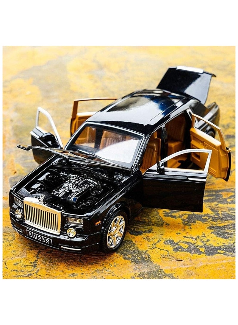 1:24 Rolls-Royce Phantom Car Model | Diecast Toy Car with Sound & Light, 6 Open Doors | Luxury SUV for Kids & Collectors | Gift for Boys & Girls | Black