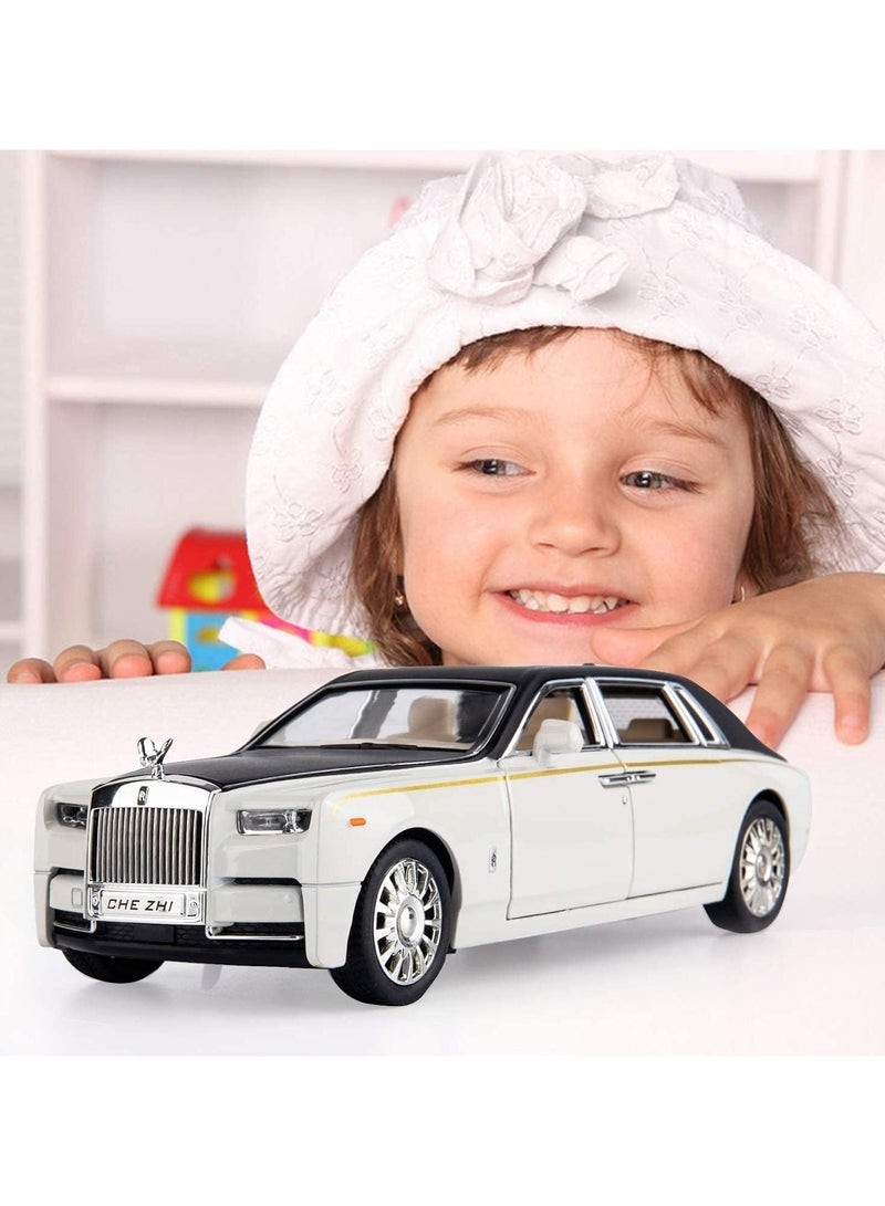 1:32 Scale Rolls-Royce Phantom Diecast Car Model Toy – Luxury SUV Toy Car with Sound & Light, 6 Open Doors, for Kids & Collectors – White Gift for Boys & Girls