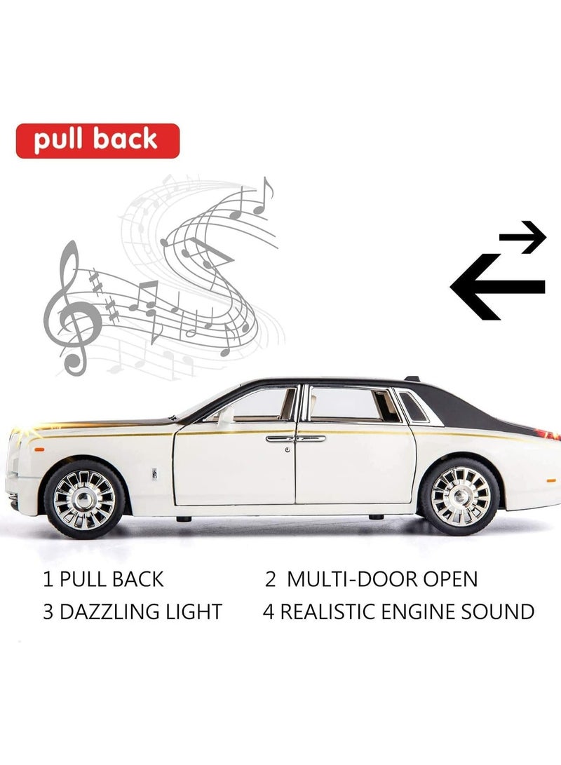 1:32 Scale Rolls-Royce Phantom Diecast Car Model Toy – Luxury SUV Toy Car with Sound & Light, 6 Open Doors, for Kids & Collectors – White Gift for Boys & Girls