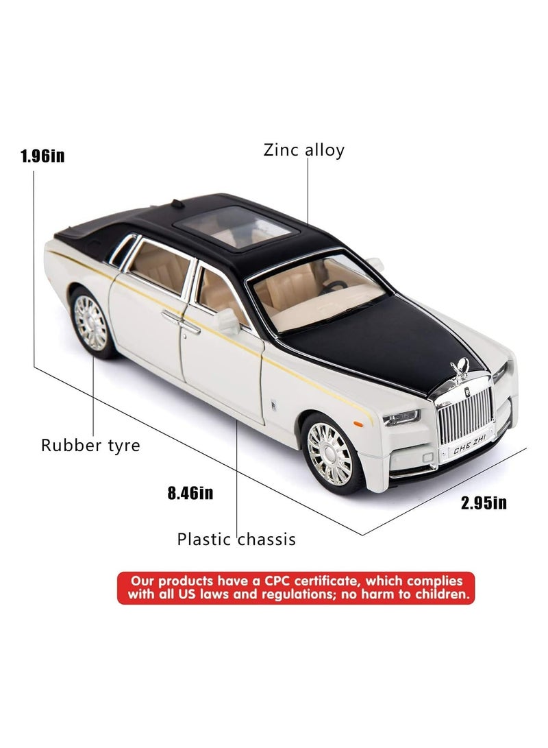 1:32 Scale Rolls-Royce Phantom Diecast Car Model Toy – Luxury SUV Toy Car with Sound & Light, 6 Open Doors, for Kids & Collectors – White Gift for Boys & Girls