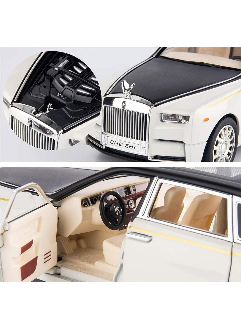 1:32 Scale Rolls-Royce Phantom Diecast Car Model Toy – Luxury SUV Toy Car with Sound & Light, 6 Open Doors, for Kids & Collectors – White Gift for Boys & Girls