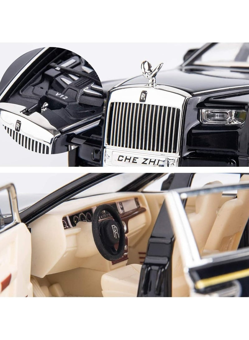 1:32 Rolls-Royce Phantom Diecast Car Model with Sound & Light, 6 Openable Doors, Black Luxury SUV Toy for Boys & Girls - Ideal Collectible Gift