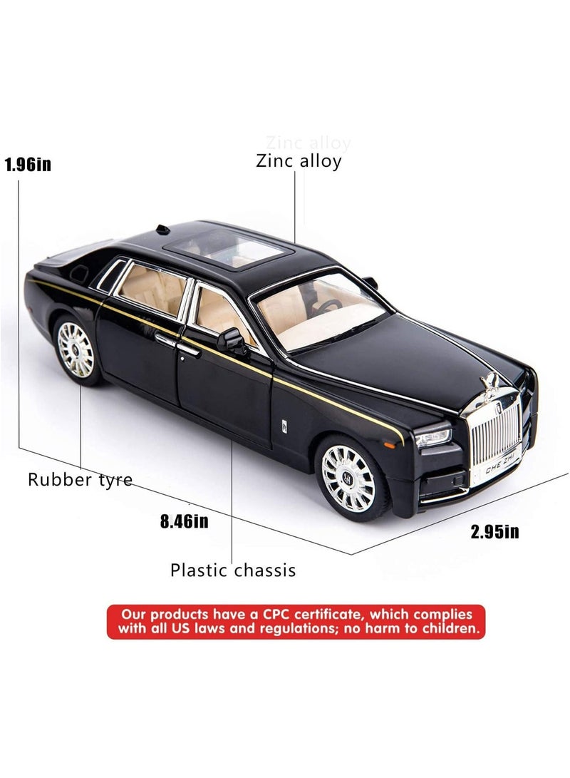 1:32 Rolls-Royce Phantom Diecast Car Model with Sound & Light, 6 Openable Doors, Black Luxury SUV Toy for Boys & Girls - Ideal Collectible Gift