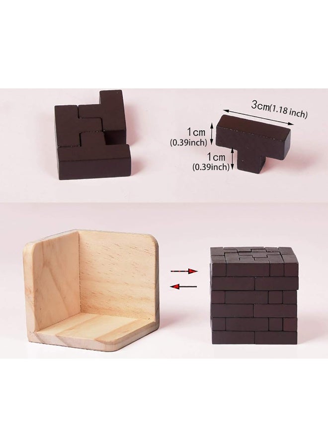 Wooden Brain Teaser Puzzle Cube Wooden Puzzles T-Shaped Jigsaw Logic Puzzle Educational Toy for Kids and Adults by AHYUAN (Coffee)