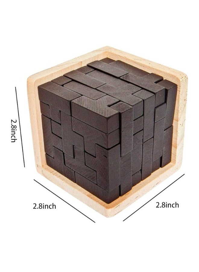 Wooden Brain Teaser Puzzle Cube Wooden Puzzles T-Shaped Jigsaw Logic Puzzle Educational Toy for Kids and Adults by AHYUAN (Coffee)