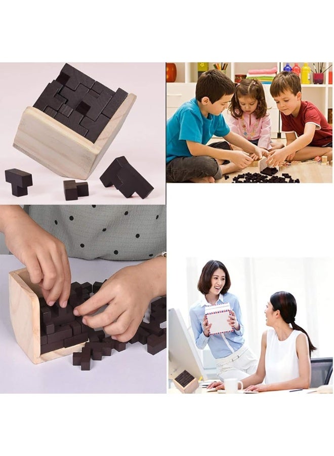 Wooden Brain Teaser Puzzle Cube Wooden Puzzles T-Shaped Jigsaw Logic Puzzle Educational Toy for Kids and Adults by AHYUAN (Coffee)