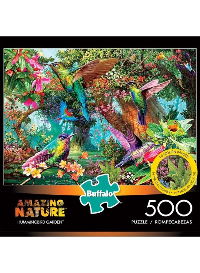 Buffalo Games - Hummingbird Garden - 500 Piece Jigsaw Puzzle with Hidden Images, Green