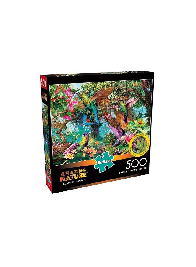 Buffalo Games - Hummingbird Garden - 500 Piece Jigsaw Puzzle with Hidden Images, Green