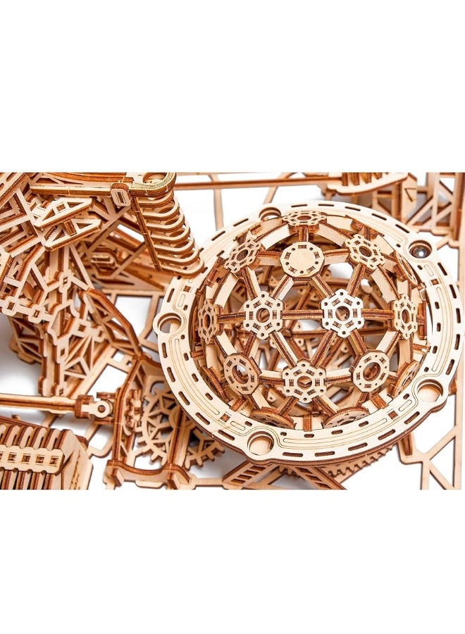 Wood Trick Wooden Marble Run 3D Wooden Puzzles for Adults and Kids to Build - 15x14 in - Electric Driven - Roller Coaster Wooden Model Kits for Adults and Teens to Build