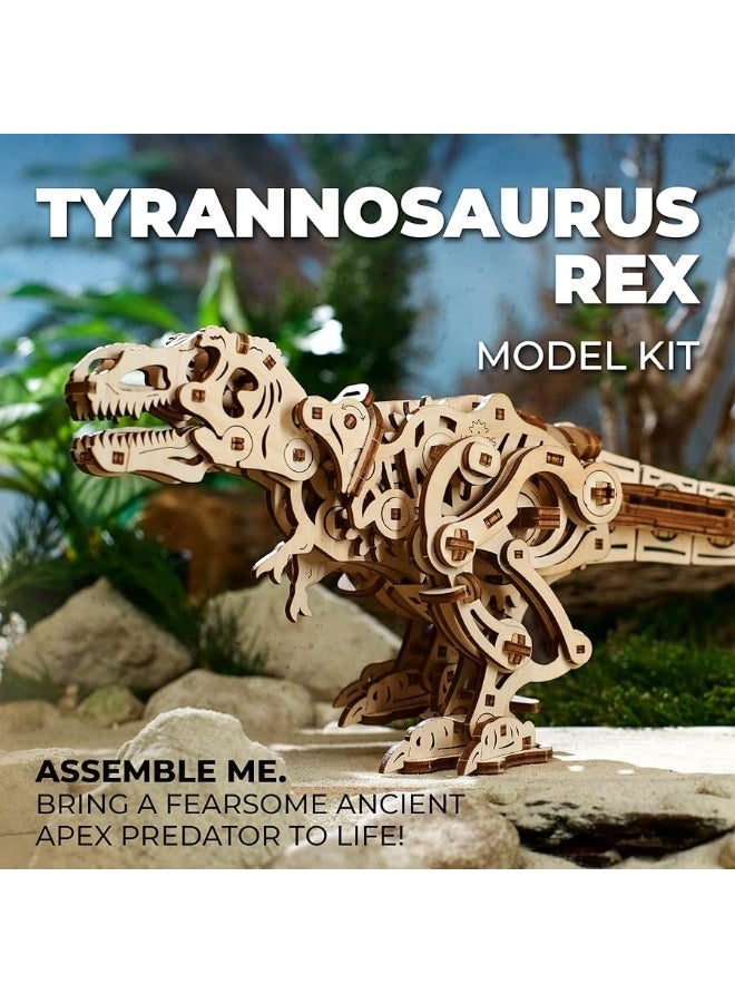 UGEARS Dinosaur 3D Model Kits - Jurassic Walking Tyrannosaurus Rex 3D Wooden Puzzles for Adults and All Family- Dinosaur Model Kit Wooden Puzzles - DIY Mechanical Wooden T Rex Dinosaur 3D Puzzle