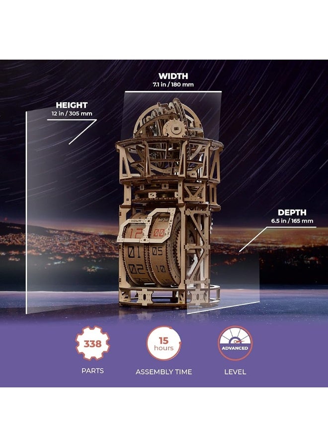 UGEARS Tourbillon Table Clock Kit - Sky Watcher 3D Wooden Puzzles Mechanical Clock Kit Idea DeskWood Clock Kits to Build - 3D Puzzles Model Kits for Adults