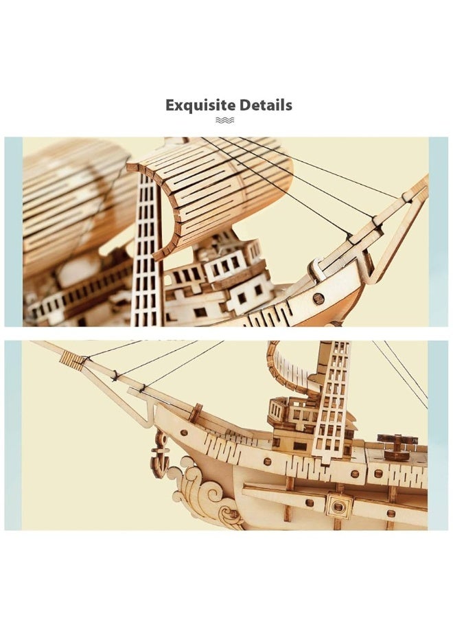 Rolife 3D Wooden Puzzles Model Kit for Adults to Build, Wooden Model Ship Series Sailing Ship Building Model Kit, DIY Crafts Hobbies/Collections/Decorations/Gifts for Friends and Family (Sailing Ship)