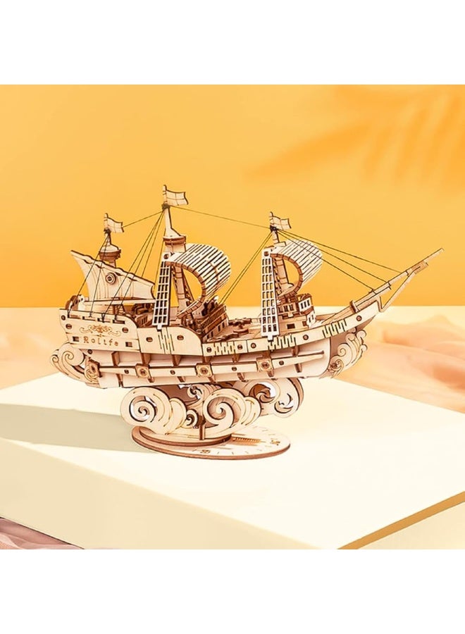 Rolife 3D Wooden Puzzles Model Kit for Adults to Build, Wooden Model Ship Series Sailing Ship Building Model Kit, DIY Crafts Hobbies/Collections/Decorations/Gifts for Friends and Family (Sailing Ship)