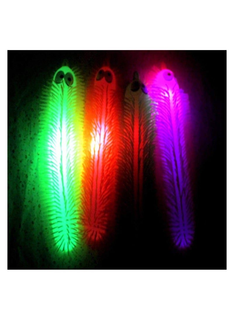 4pcs Flashing Light Up Stretchy Caterpillars, Squishy Stress Balls Toy, Anxiety and Stress Relief Toys for Adults Teen Kids (Four Color)