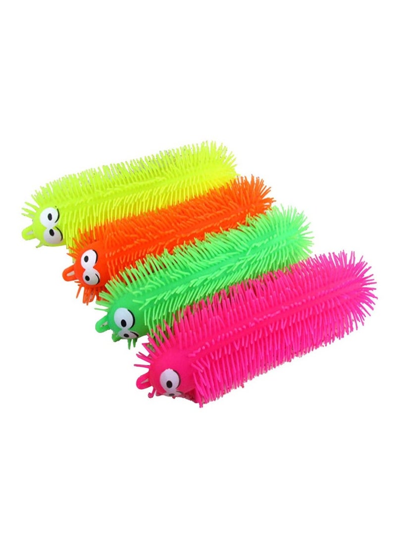 4pcs Flashing Light Up Stretchy Caterpillars, Squishy Stress Balls Toy, Anxiety and Stress Relief Toys for Adults Teen Kids (Four Color)