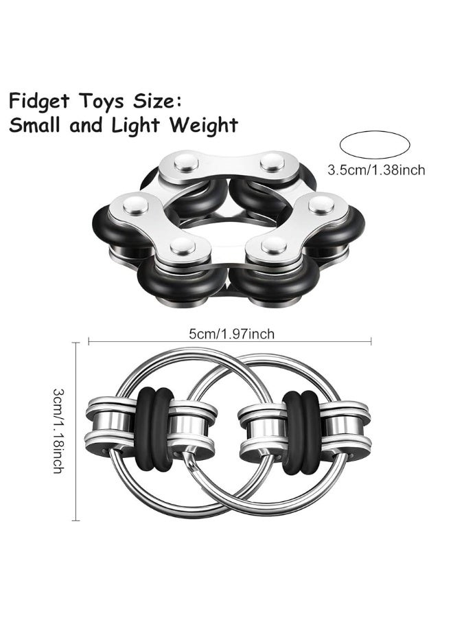 Fidget Toy Set Include Six Roller Chain Fidget and Key Flippy Chain Stress Reducers for Autism Stress and Anxiety Relief (Black)