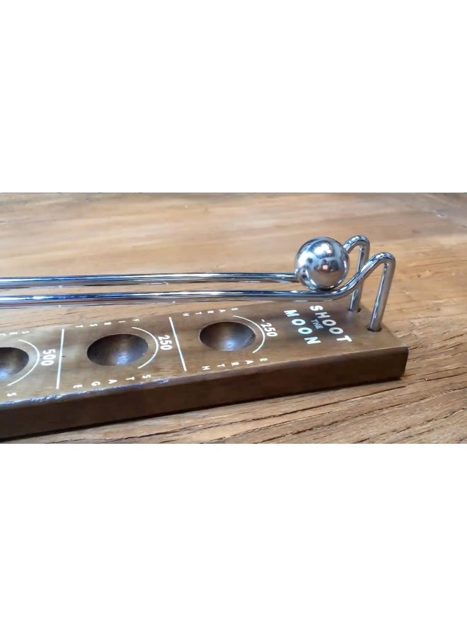 WE Games Shoot The Moon Game, Large 18 inches, Walnut Stained Solid Wood Board with Metal Ball and Rods, Retro Balancing Game for Family and Bar