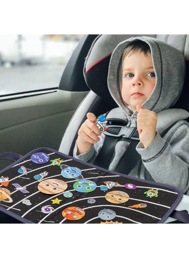WATINC 25Pcs Outer Space Travel Felt-Board Story Set Portable Felt Board Solar System Universe Storytelling Planets Astronaut Galaxy Themed Preschool Early Learning Interactive Play Kit for Toddlers