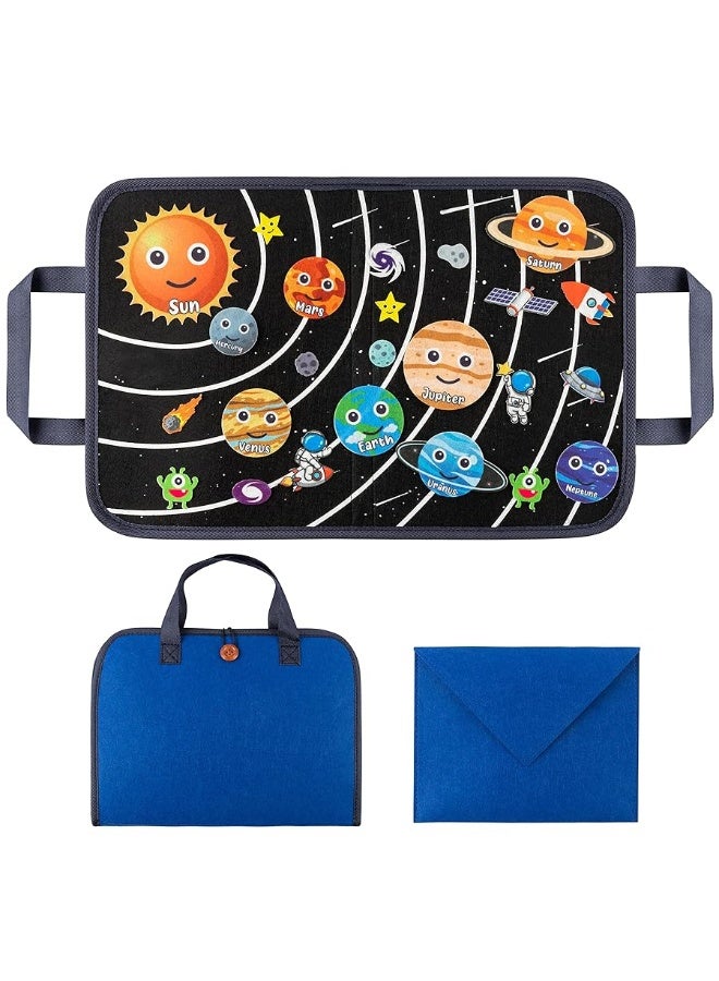 WATINC 25Pcs Outer Space Travel Felt-Board Story Set Portable Felt Board Solar System Universe Storytelling Planets Astronaut Galaxy Themed Preschool Early Learning Interactive Play Kit for Toddlers