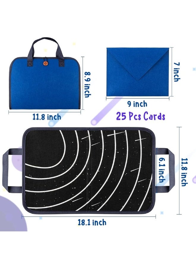 WATINC 25Pcs Outer Space Travel Felt-Board Story Set Portable Felt Board Solar System Universe Storytelling Planets Astronaut Galaxy Themed Preschool Early Learning Interactive Play Kit for Toddlers